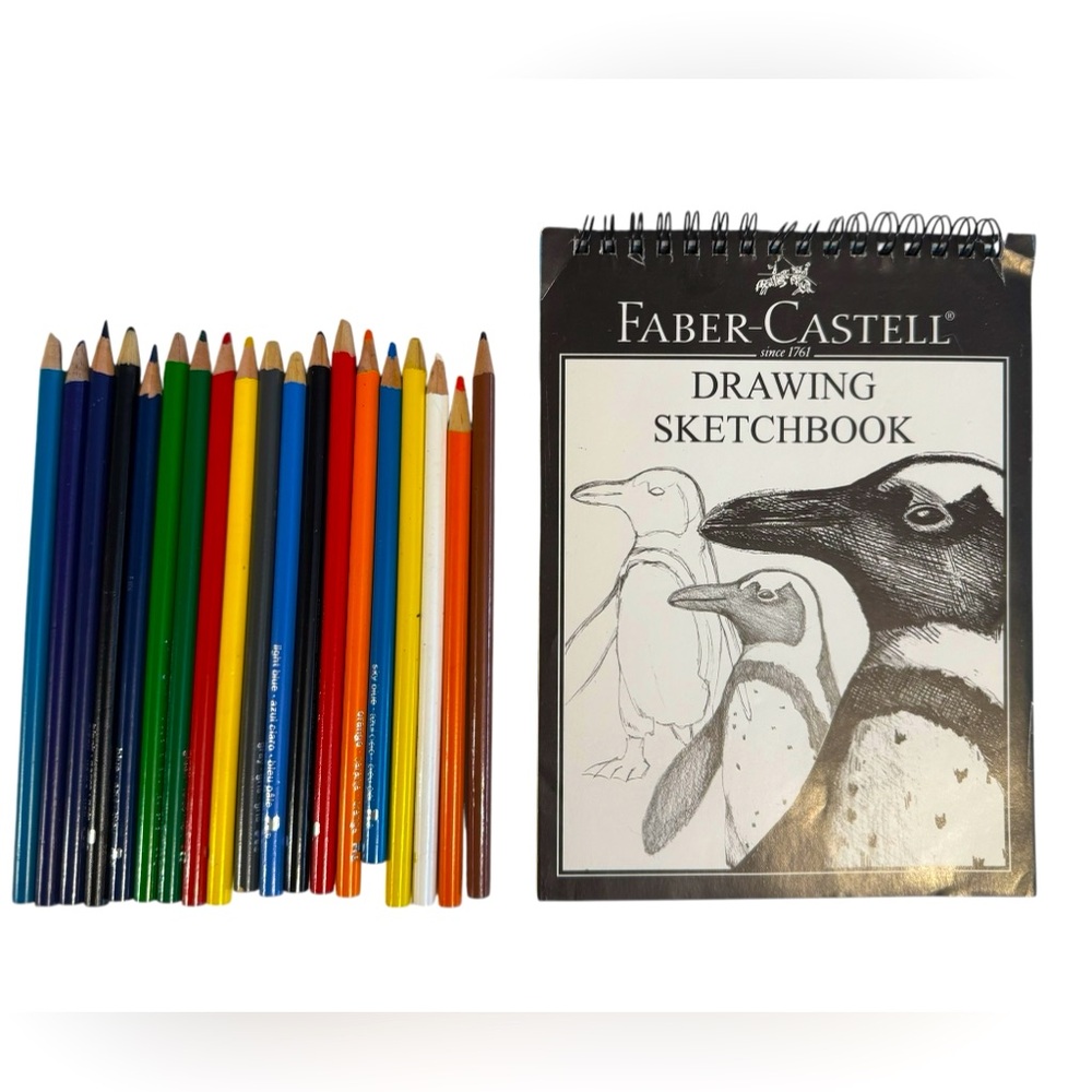 Young artist Faber Castell spiral Drawing Sketchbook with 19 colored pencils